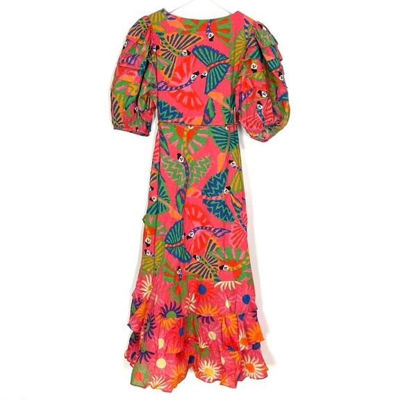 Farm Rio Macaw Ruffled Wrap Dress - Picture 9 of 14
